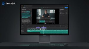 Descript AI video editor with text-based editing and overdub features