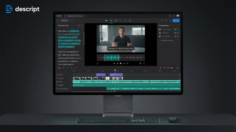Descript AI video editor with text-based editing and overdub features