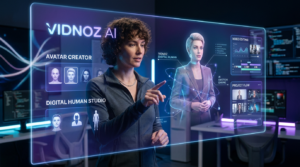 Vidnoz AI video creation platform interface with AI avatars