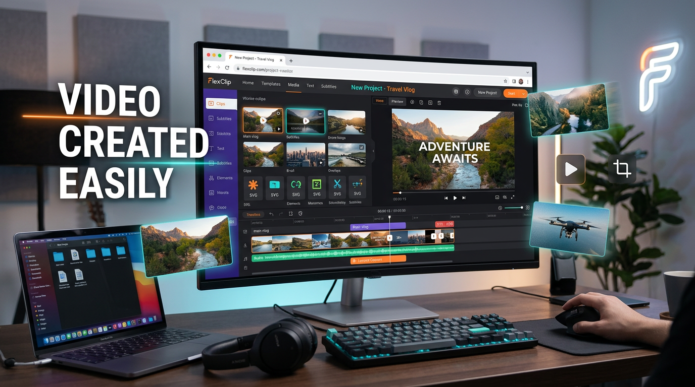 FlexClip browser-based video editor interface