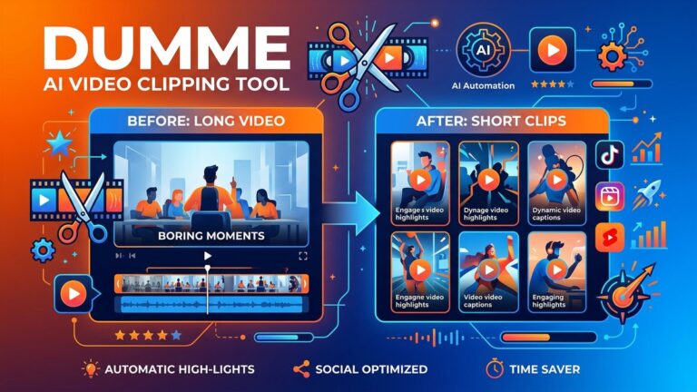 Dumme AI video clipping tool automatically generating short clips from long-form videos