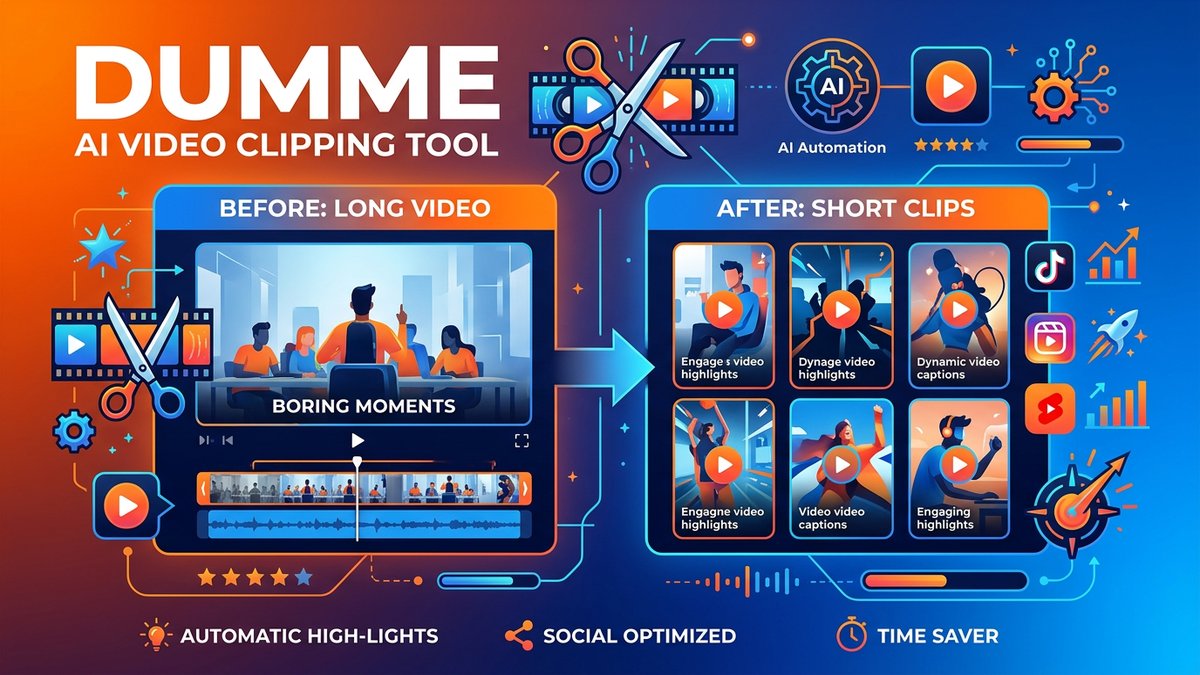 Dumme AI video clipping tool automatically generating short clips from long-form videos
