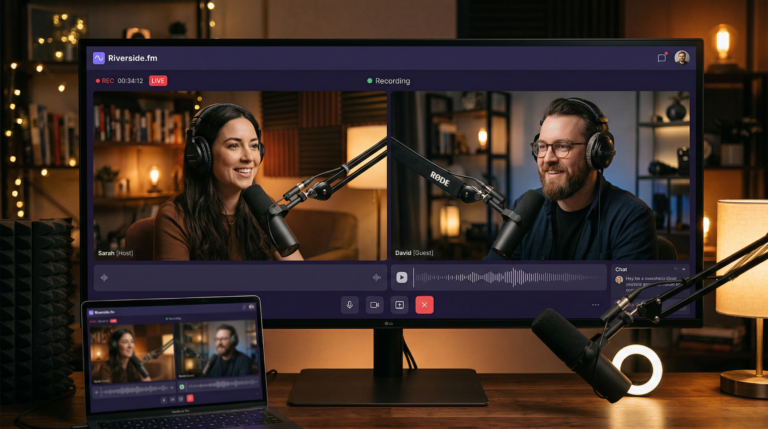 Riverside.fm Remote Recording Studio Interface