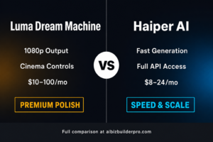 Luma Dream Machine vs Haiper AI comparison card showing pricing, features, and key differentiators for each AI video generator
