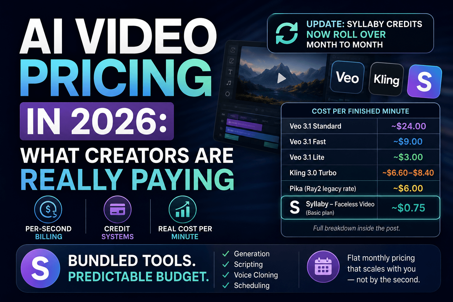 AI video pricing details for 2026